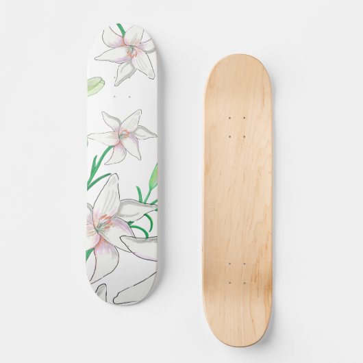 White Lilies Skateboard (Vorderseite)