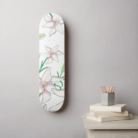 White Lilies Skateboard (Wandkunst)