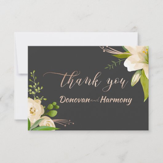 White Lilies Wedding Dankeskarte (Vorderseite)