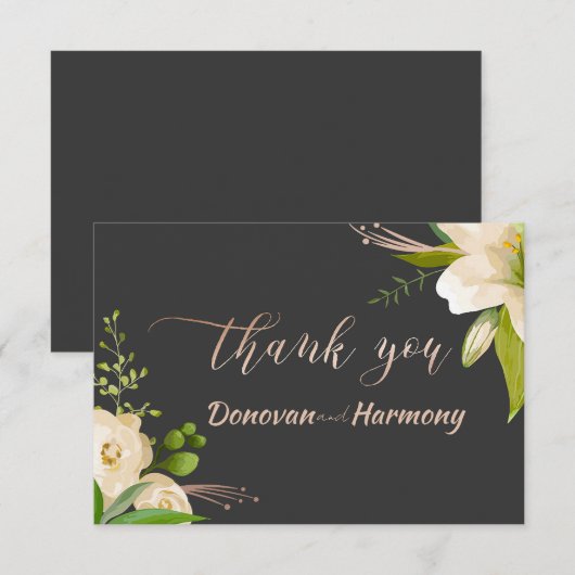 White Lilies Wedding Dankeskarte (Vorne/Hinten)