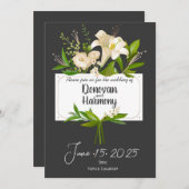 White Lilies Wedding Einladung (Vorne/Hinten)