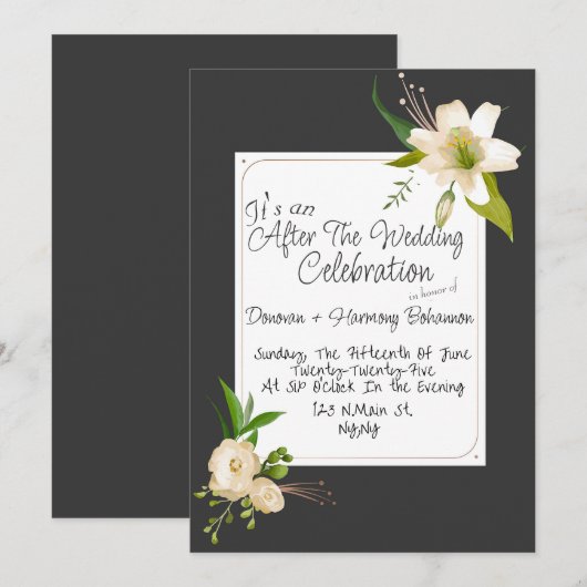 White Lilies Wedding Einladung (Vorne/Hinten)