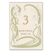 White Lilies Wedding Table Card Tischnummer (Rückseite)