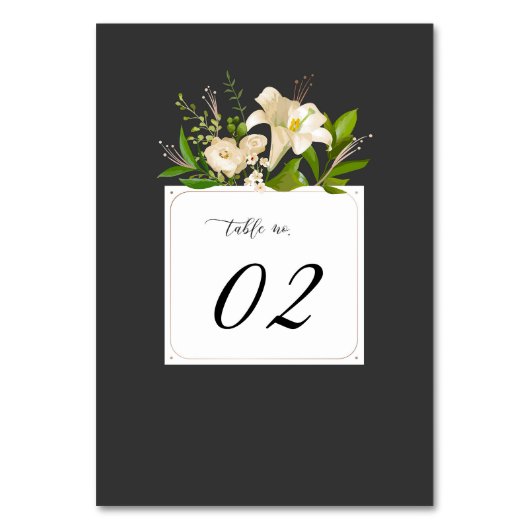 White Lilies Wedding Tischnummer (Rückseite)