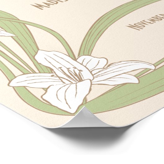 White Lilies Wedding Willkommen Poster (Ecke)