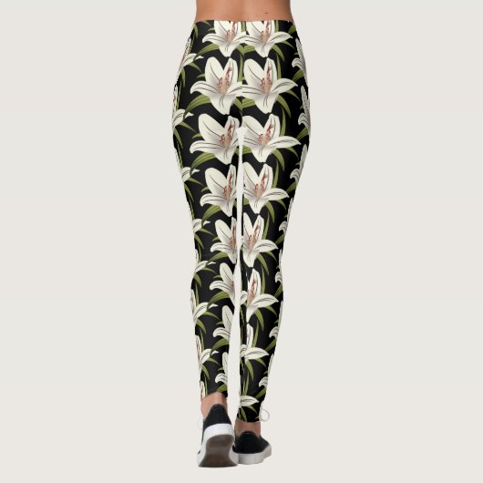 White Lilly Floral Leggings (Rückseite)
