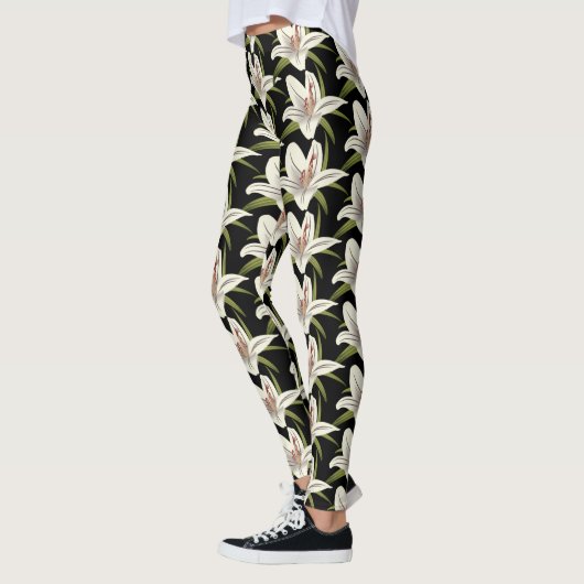 White Lilly Floral Leggings (Links)