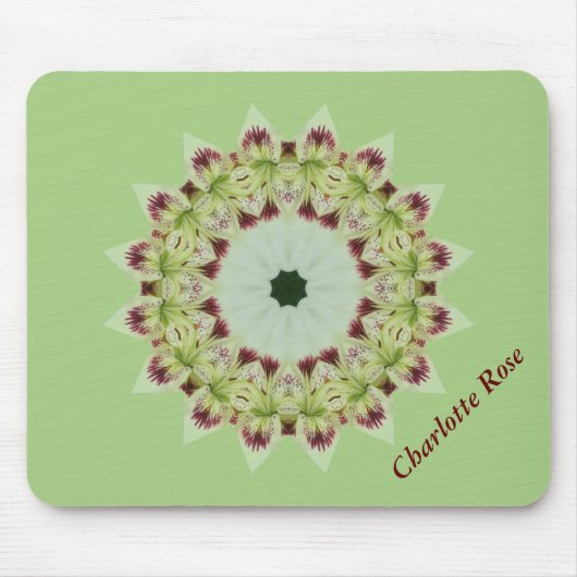 White Lily 16 Point Star Kaleidoscope Mousepad (Vorne)
