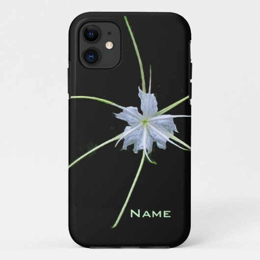 White Lily auf Black iPhone Case (Rückseite)