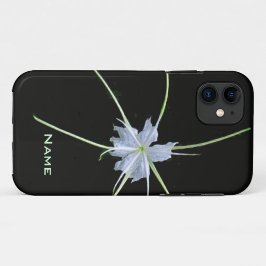 White Lily auf Black iPhone Case (Rückseite (Horizontal))