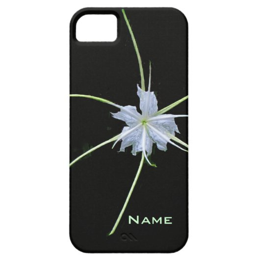 White Lily auf Black iPhone Case (Rückseite)