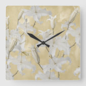 White Lily Blossom Glam 3a Quadratische Wanduhr (Vorderseite)