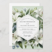 White Lily Botanical Elegance Wedding Einladung (Vorne/Hinten)