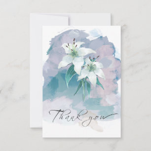 White Lily Dankeschön Card - Elegantes Blumendesig Dankeskarte