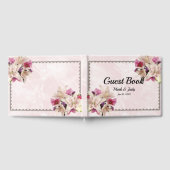 White Lily Floral Pink Marble Wedding Gästebuch (Voll)