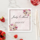 White Lily Floral Pink Marmor Hochzeitspapier Napk Serviette (Beispiel)