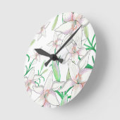 White Lily Illustration  Runde Wanduhr (Winkel)