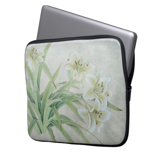 White Lily Laptopschutzhülle (Vorderseite Links)