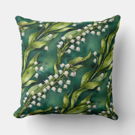 White Lily of the Valley on Teal Kissen