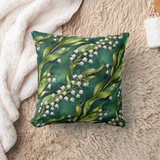 White Lily of the Valley on Teal Kissen (Decke)