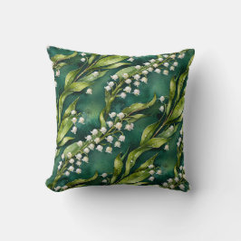 White Lily of the Valley on Teal Kissen