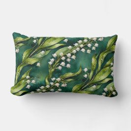 White Lily of the Valley on Teal Lendenkissen