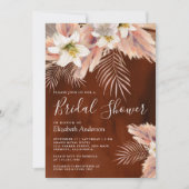 White Lily Palm Pampas Burnt Orange Brautparty Einladung (Vorderseite)