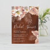 White Lily Palm Pampas Burnt Orange Brautparty Einladung (Stehend Vorderseite)