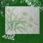White Lily Puzzle<br><div class="desc">White Lily ist ein Pinselstrich im traditionellen chinesischen "Gongbi" Stil. Wasserfarbe und Tinte auf Reispapier. Die Lilie nennt man 百 合 auf Chinesisch, das als bphotographi hé ausgesprochen wird, das die symbolische Bedeutung "glückliche Gewerkschaft für hundert Jahre" hat. Die Lilie ist die Blume der Liebe in der China, deshalb sind...</div>