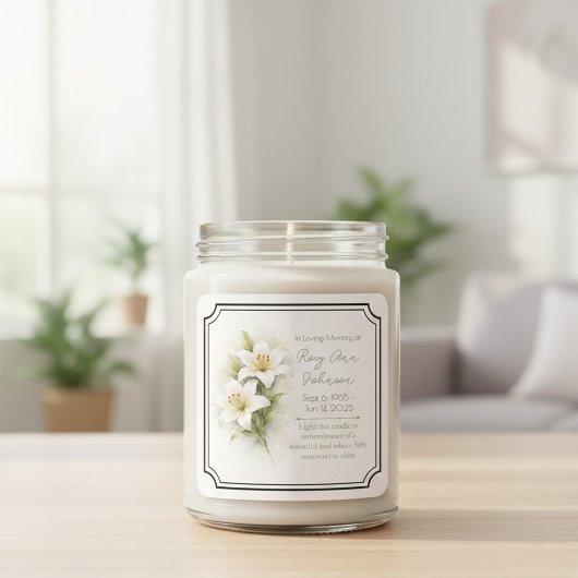 White Lily Remembrance Candle Sticker
