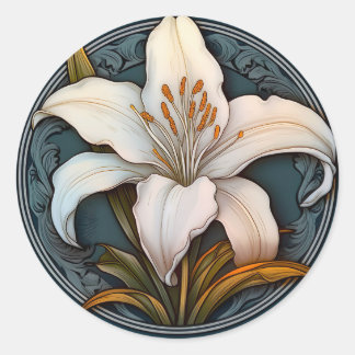 White Lily Runder Aufkleber