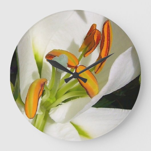 White Lily Wall Clock Große Wanduhr (Vorderseite)