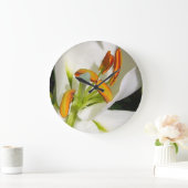 White Lily Wall Clock Große Wanduhr (Zuhause)