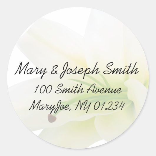 White Lily Wedding Adress Label Stickers (Vorderseite)