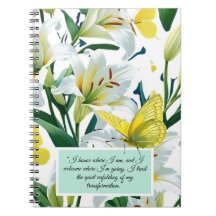 White Lily Yellow Butterfly Notebook