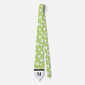 White & Limon Daisies Monogramed Necktie Krawatte (Vorderseite)