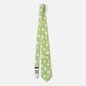 White & Limon Daisies Monogramed Necktie Krawatte (Rückseite)