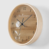 White Line Art Rose Holz Hintergrund Rustikale Zah Uhr (Winkel)