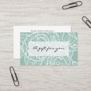 White Line zeichnend Blume Aqua-Geschenkgutschein Visitenkarte