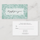 White Line zeichnend Blume Aqua-Geschenkgutschein Visitenkarte (Vorne/Hinten)