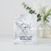 White Lion & Cube on Ice, Christmas Winter Magic - Postkarte (Stehend Vorderseite)
