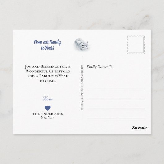 White Lion & Cube on Ice, Christmas Winter Magic - Postkarte (Rückseite)