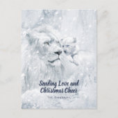 White Lion & Cube on Ice, Christmas Winter Magic - Postkarte (Vorderseite)