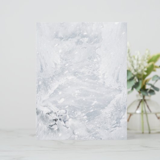 White Lion & Cube on Ice - Holiday Stationery Pape (Stehend Vorderseite)