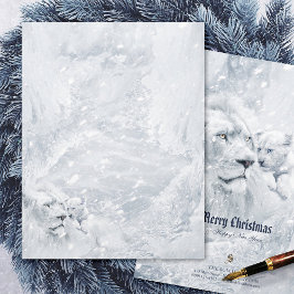 White Lion & Cube on Ice - Holiday Stationery Pape Briefbogen