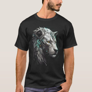 White Lion Fantasy Robot Animal Lion T-Shirt