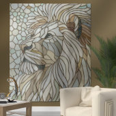 White Lion Portrait Mosaik Art Wandteppich
