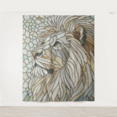 White Lion Portrait Mosaik Art Wandteppich (Vorderseite)
