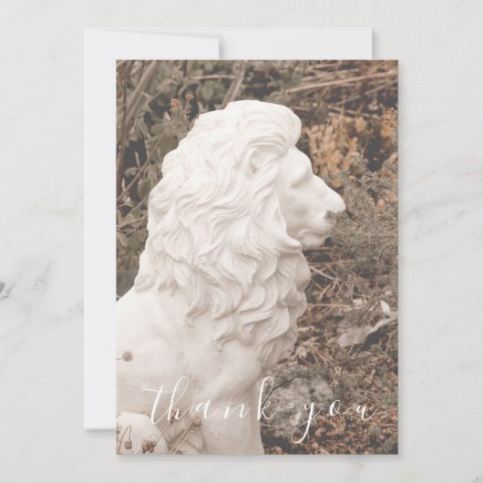 White Lion Stone Statue Flat Danke Karte (Vorderseite)