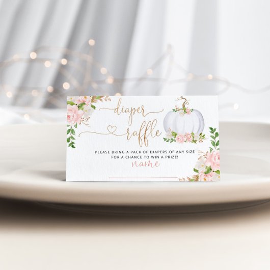 White Little Kürbis fallen Windel Tombola Begleitkarte